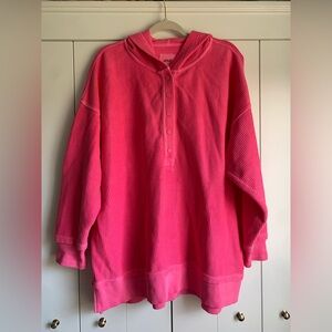 Aerie Textured‎ Henley Hoodie Hot Pink Large